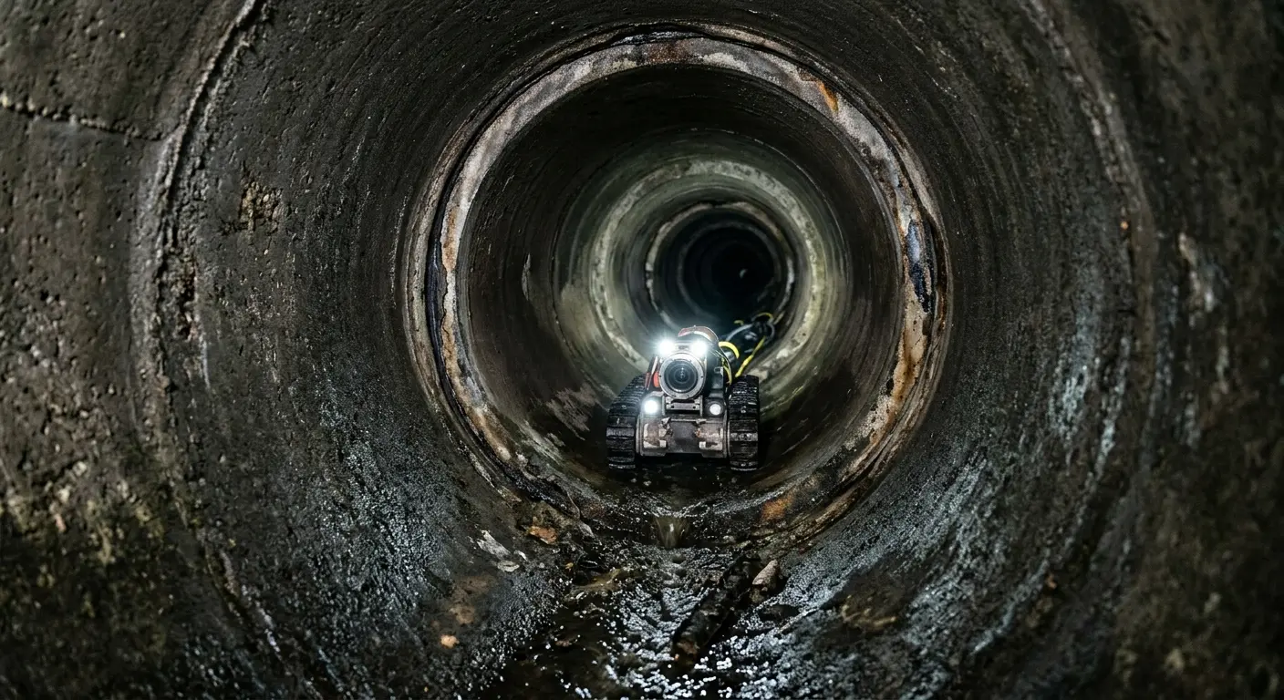 Robotic sewer camera inspecting pipe interior for Sewer Line Cleaning in Montrose